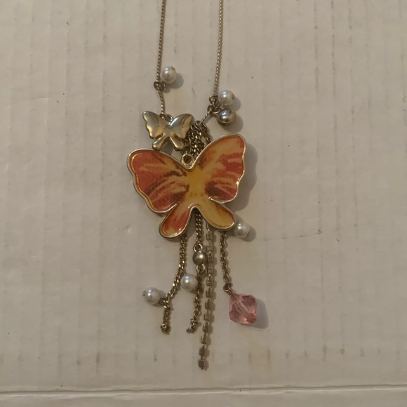 Women’s Gold Color Guess Love Necklace with Butterfly Pendant - Picture 2 of 10